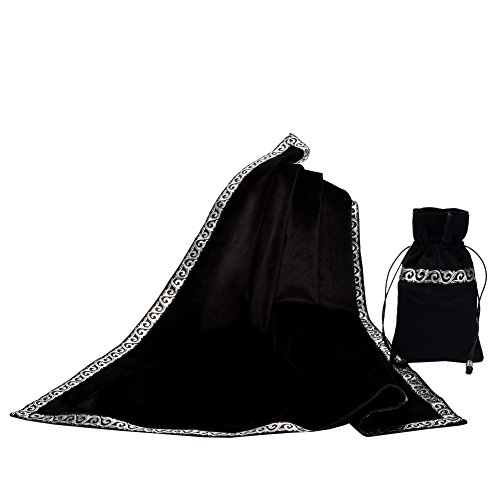 BLESSUME Altar Tarot Mesa Stoff Göttlichkeit Wicca Samt Stoff mit Tarot Tasche (Schwarz) von BLESSUME