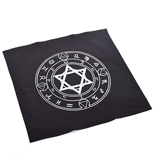 BLESSUME Altar Tarot Tischdecke Schwarz Platz Wicca Hexagramm Tapisserie, One Size von BLESSUME