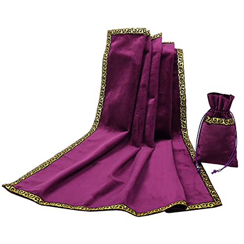 BLESSUME Altar Tarot Tischtuch Wicca Samt Tuch mit Tarottasche, Purpur 1, 62 x 62 cm (Cuadrado) von BLESSUME