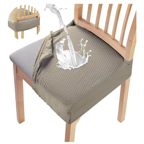 BLGVGKLPNT Elastic Stretch Spandex Stuhl Sitzbezüge Schonbezüge, Stretch-Sitzbezüge Abnehmbar Waschbar Stuhlhussen Sitzschutzbezug für Zuhause, Hotel, Bankett (Braun,4PCS) von BLGVGKLPNT