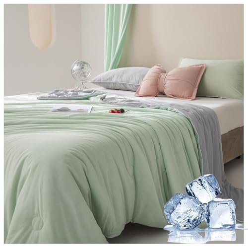 BLGVGKLPNT Kühldecke Leichte Kühlende Decke - Doppelseitige Sommerdecke Dünne Selbstkühlende Decke Sommer Cooling Blanket zum Schlafen Kühlere Faser Sommerkühldecke Bettdecke Ohne (Grün,150x200cm) BLGVGKLPNT Kühldecke Leichte Kühlende Decke - Doppelseitige Sommerdecke Dünne Selbstkühlende Decke Sommer Cooling Blanket zum Schlafen Kühlere Faser Sommerkühldecke Bettdecke Ohne (Grün,150x200cm) von BLGVGKLPNT