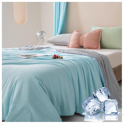 BLGVGKLPNT Kühldecke Leichte Kühlende Decke - Doppelseitige Sommerdecke Dünne Selbstkühlende Decke Sommer Cooling Blanket zum Schlafen Kühlere Faser Sommerkühldecke Bettdecke Ohne (Blau,180x220cm) BLGVGKLPNT Kühldecke Leichte Kühlende Decke - Doppelseitige Sommerdecke Dünne Selbstkühlende Decke Sommer Cooling Blanket zum Schlafen Kühlere Faser Sommerkühldecke Bettdecke Ohne (Blau,180x220cm) von BLGVGKLPNT