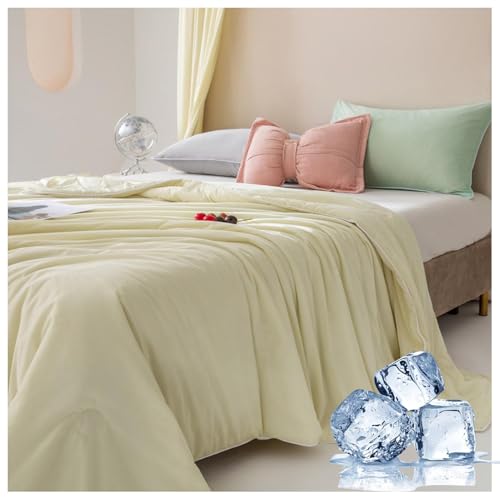 BLGVGKLPNT Kühldecke Leichte Kühlende Decke - Doppelseitige Sommerdecke Dünne Selbstkühlende Decke Sommer Cooling Blanket zum Schlafen Kühlere Faser Sommerkühldecke Bettdecke Ohne (Gelb,180x220cm) BLGVGKLPNT Kühldecke Leichte Kühlende Decke - Doppelseitige Sommerdecke Dünne Selbstkühlende Decke Sommer Cooling Blanket zum Schlafen Kühlere Faser Sommerkühldecke Bettdecke Ohne (Gelb,180x220cm) von BLGVGKLPNT