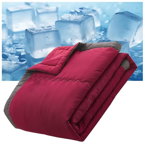 BLGVGKLPNT Sommerdecke - Kühldecke Doppelseitig Kühlende Decke, Leichte Atmungsaktive Kühldecken kann Körper kühl halten Selbstkühlende Decke Sommer Decke (Rot,200x220cm) von BLGVGKLPNT