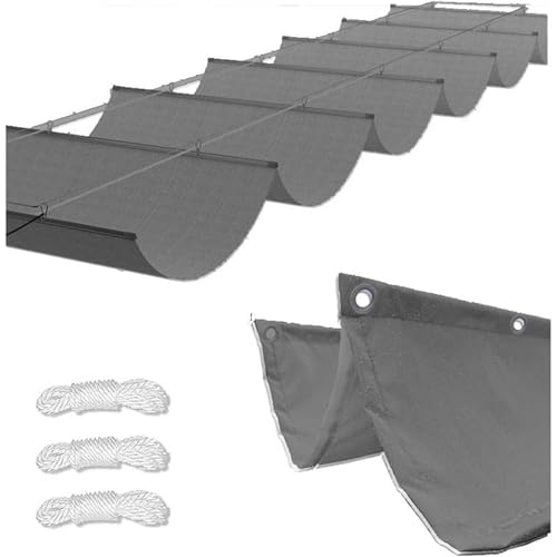 Einziehbar Verstellbar Sonnensegel Welle Wasserdicht UV-Schutz Sonnenschutz Rechteckig für Terrasse Garten Balkon Pool Pergola Outdoor Markise (4×8m(BxL),Grey) von BLGVGKLPNT