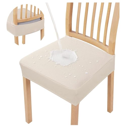 Elastic Stretch Spandex Stuhl Sitzbezüge Schonbezüge, Stretch-Sitzbezüge Abnehmbar Waschbar Stuhlhussen Sitzschutzbezug für Zuhause, Hotel, Bankett (Beige,8PCS) von BLGVGKLPNT