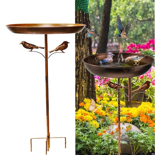 Vogeltränke Stehend Metall, Ultra Rostfrei Robust Langlebig Vogelbad Garten Metall Vintage Vogeltränke Futter Metal Bird Bath für Vögel Draußen Garten Hof Rasen (f1) von BLGVGKLPNT