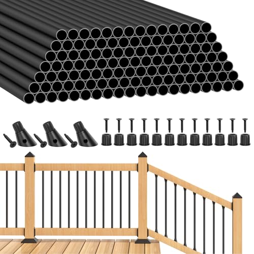 BLIKA 120 Stück 81,3 cm Aluminium-Baluster mit verstellbarem Baluster-Anschluss, 1,9 cm schwarze, runde Aluminium-Baluster für Deckgeländer, schwarze Metall-Deck-Baluster, Treppenspindeln BLIKA 120 Stück 81,3 cm Aluminium-Baluster mit verstellbarem Baluster-Anschluss, 1,9 cm schwarze, runde Aluminium-Baluster für Deckgeländer, schwarze Metall-Deck-Baluster, Treppenspindeln von BLIKA