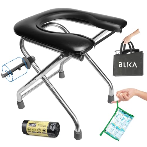 BLIKA U-förmige tragbare Toilette für Camping, 158.8 kg Edelstahl Faltbare Camp Travel Toilette mit weichem Sitz für Erwachsene, tragbares Töpfchen für Camping, Wohnmobil-Reisen, Roadtrip, inklusive BLIKA U-förmige tragbare Toilette für Camping, 158.8 kg Edelstahl Faltbare Camp Travel Toilette mit weichem Sitz für Erwachsene, tragbares Töpfchen für Camping, Wohnmobil-Reisen, Roadtrip, inklusive von BLIKA