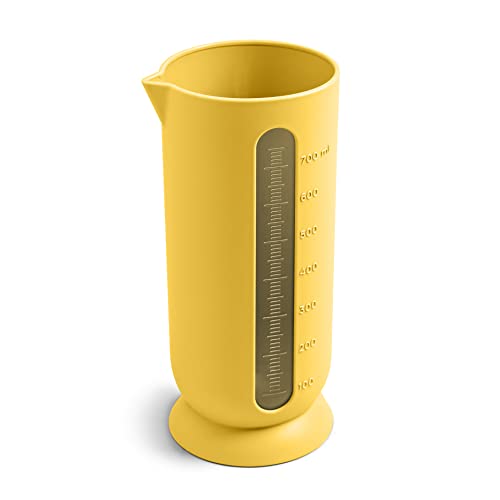 Blim Plus Karaffe QB 750 ml, gelb matt (Desert) aus 100% recycelbarem Kunststoff, ungiftig, abgerundeter Boden, leicht zu reinigen, spülmaschinenfest, Fenster mit Anzeige in ml, stabiler Boden von BLIMPLUS
