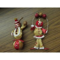 Jahrgang Viel 2 Tuch Gefüllt Clown Weihnachtsschmuck von BLINKIEWELLSVINTAGE