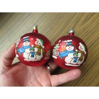 Lot Von 2 Schneemann Stammbaum Schneeflocke Glitzer Weihnachtsbaum Ornament von BLINKIEWELLSVINTAGE