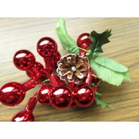 Vintage Glas Rot Weihnachten Kugel Blatt Tannenzapfen Auf Krawatte Add-On Für Bäume Kranz Handwerk von BLINKIEWELLSVINTAGE