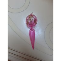 Vintage Tropfen Stil Rosa Glitzer Glas Weihnachtsbaum Ornament von BLINKIEWELLSVINTAGE