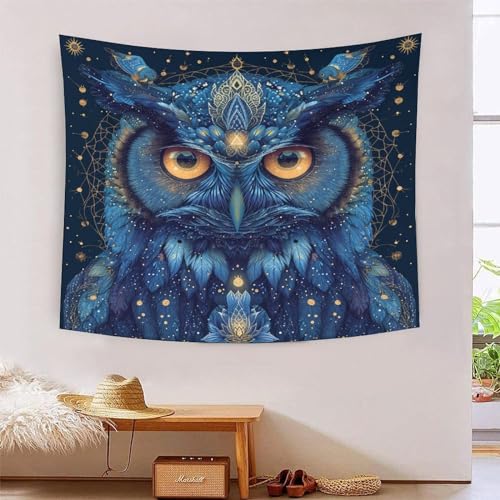BLISSCOZY Blue Eule Wandteppich Tapisserie Hippie/Boho Stil Als Dekotuch/Tagesdecke Für Schlafzimmer Wohnzimmer College 130cmx150cm BLISSCOZY Blue Eule Wandteppich Tapisserie Hippie/Boho Stil Als Dekotuch/Tagesdecke Für Schlafzimmer Wohnzimmer College 130cmx150cm von BLISSCOZY