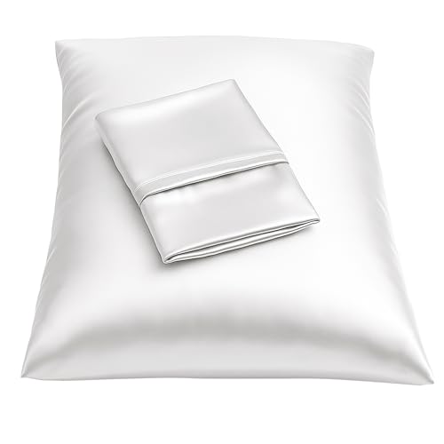 SHOPBEDDING Shop Bedding Luxus Satin Kissenbezug für Haar-Satin Euro Kopfkissenbezug mit Reißverschluss, Blissford Königin (2-Pack) Weiß von BLISSFORD