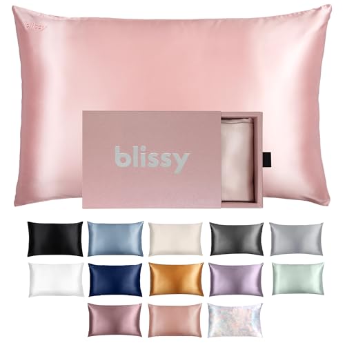 Blissy Seidenkissenbezug – 100% Reine Maulbeerseide – 22 Momme 6A hochwertige Fasern – Satin-Kissenbezug für Haar und Haut – Regular, Queen & King mit verstecktem Reißverschluss von BLISSY