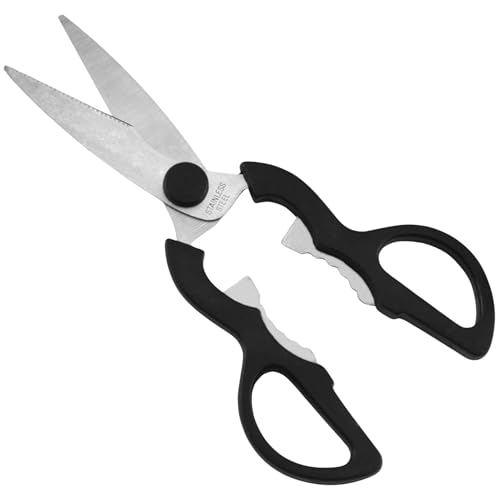 Multifunktionale Küchen Schere aus Rostfreiem Stahl, 21 cm lang - Küchenschere mit Gezahnter Klinge und Nussöffner, für Links und Rechtshänder geeignet von BLITZHAUS