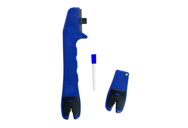 BLITZSCHÄRFER MADE IN GERMANY Messerschärfer tragbarer Messerschleifer Scherenschleifer manuell Set 3 tlg., Hochwertige 4-fach wendbare Schärfeinsätze aus Hartmetall von BLITZSCHÄRFER MADE IN GERMANY