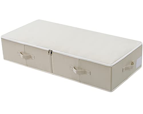 BLKDOTS Unterbett-Aufbewahrungsbehälter, Unterbett-Aufbewahrungsbox mit Deckel, 35,43 x 16,54 x 7,09 Zoll (Beige) von BLKDOTS