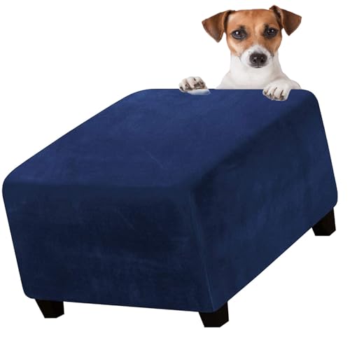 Fußhocker Schonbezug Hockerbezug 40x40/45x45/50x50/60x60 Stretch Silberfuchssamt Ottomane Bezug Quadratisch Protector Überzug für Hocker Hussen(18#,18x18in/45x45cm) von BLLMTEAR