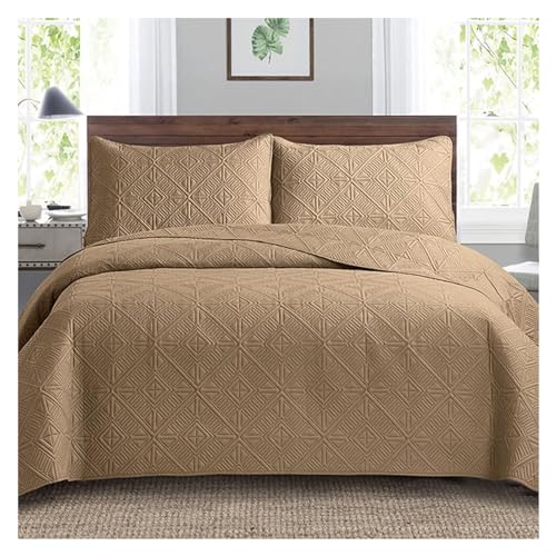 BLLMTEAR Tagesdecke 220x240/230x270cm Bettüberwurf Baumwolle Beige mit Kissenbezug,SommerDecke Sofadecke Bettuberwurf Bettlaken Gesteppte Decke für Doppelbett (Color : 3#, Size : 240x260cm) von BLLMTEAR