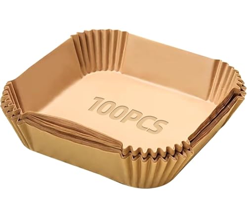 Backpapier für Heißluftfritteuse,ölfest&Wasserfest,Luftfritteuse Backpapier 100 Stück Backpapier für Heißluftfritteuse mit Doppelkammer(03) von BLLMTEAR