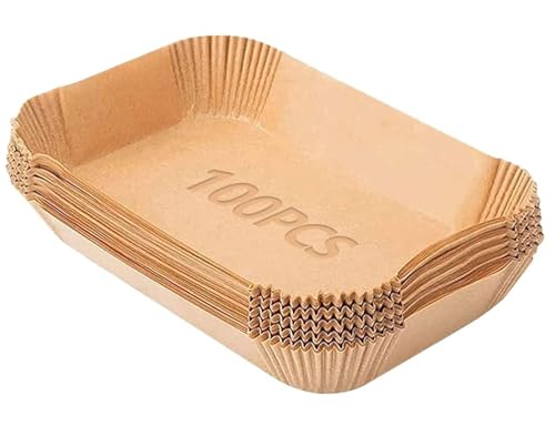 Backpapier für Heißluftfritteuse,ölfest&Wasserfest,Luftfritteuse Backpapier 100 Stück Backpapier für Heißluftfritteuse mit Doppelkammer(04) von BLLMTEAR
