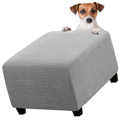 Fußhocker Schonbezug Hockerbezug 40x40/45x45/50x50/60x60 Stretch Silberfuchssamt Ottomane Bezug Quadratisch Protector Überzug für Hocker Hussen(11#,20x20in/50x50cm) von BLLMTEAR