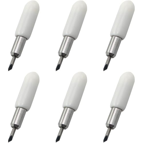 BLLNDX Ersatzschneidemesser, kompatibel mit weißen Kappen, Vinyl, Stoff, Hartmetall, Standardschneider, Gravur, Schneiden von Wolframkarbid-Bits, 6 Stück BLLNDX Ersatzschneidemesser, kompatibel mit weißen Kappen, Vinyl, Stoff, Hartmetall, Standardschneider, Gravur, Schneiden von Wolframkarbid-Bits, 6 Stück von BLLNDX