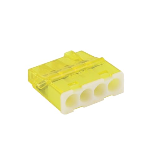 BLM, Mini Connex 4-Wege-Direktsteckklemme, Schachtel mit 100 Stück, kompatibel mit 0,2–2,5 mm² Drähten, Spannung 450 V, Strom 24 A, Abisolierlänge 11 mm, farbcodierte Abdeckungen von BLM