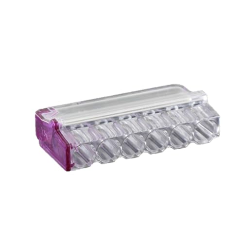 BLM, Schachtel mit 50 Mini Connex 6-Eingangs-Direktsteckklemmen, kompatibel mit 0,2–2,5 mm² Drähten, Spannung 450 V, Strom 24 A, Abisolierlänge 11 mm, farbcodierte Abdeckungen von BLM