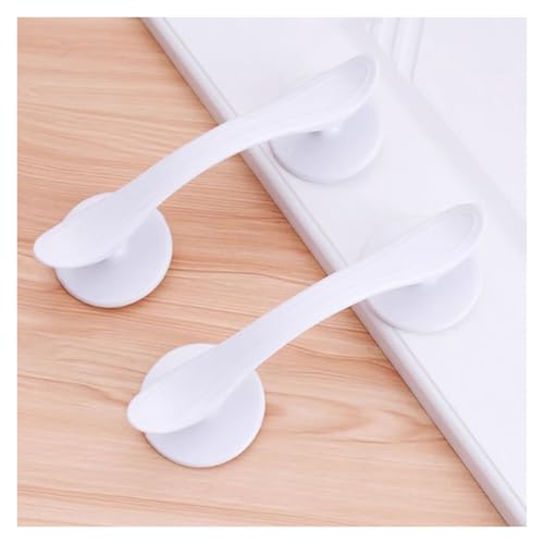 BLMAGS Kunststoff-Türgriff, Schublade, Kleiderschrank, Fenster, stanzfrei, Schiebeglas, außen/innen, gewölbter Türknauf(Blanc,2pcs) von BLMAGS