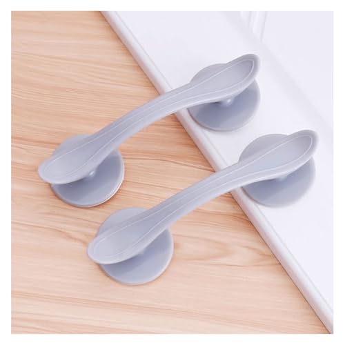 BLMAGS Kunststoff-Türgriff, Schublade, Kleiderschrank, Fenster, stanzfrei, Schiebeglas, außen/innen, gewölbter Türknauf(Grey,2pcs) von BLMAGS