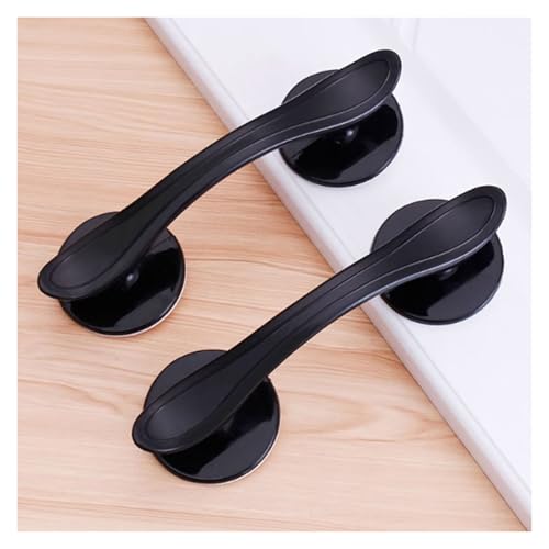 BLMAGS Kunststoff-Türgriff, Schublade, Kleiderschrank, Fenster, stanzfrei, Schiebeglas, außen/innen, gewölbter Türknauf(Svart,2pcs) von BLMAGS