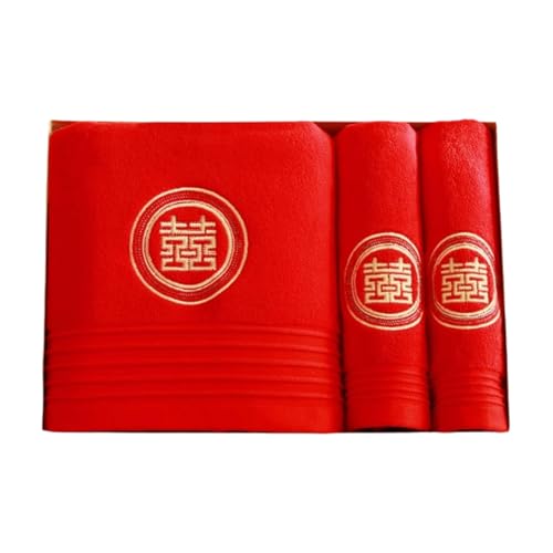 BLMAGS Reine Baumwollbadblätter saugfrohe weiche Badblätter Haushalt Schnell trockenes Waschmaschinen mit großem Badetuch rotes Set 55.1x27.5in von BLMAGS