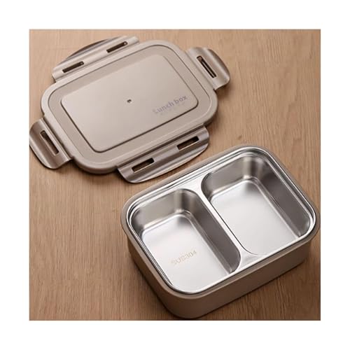 BLMAGS Tragbare Lunchbox mit Fächern Edelstahl 2 Fachkompartimente hitzbare tragbare Lunchbox 1100 ml/38.7oz von BLMAGS