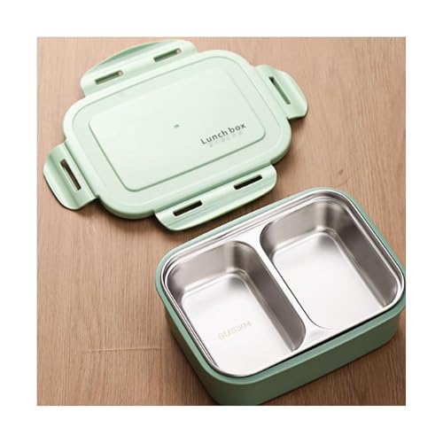 BLMAGS Tragbare Lunchbox mit Fächern Edelstahl 2 Fachkompartimente hitzbare tragbare Lunchbox 1100 ml/38.7oz von BLMAGS