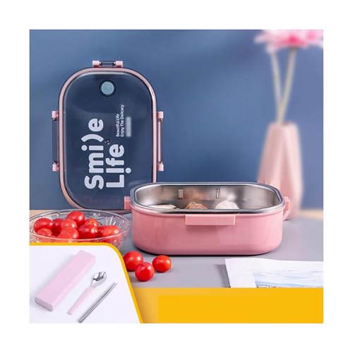 BLMAGS Tragbare Lunchbox mit Fächern Edelstahl Abnehmbarer Partition Tragbare Lunchbox mit Besteck 980 ml/34,5 Unzen von BLMAGS