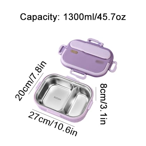 BLMAGS Tragbare Lunchbox mit Fächern Edelstahl Heizbar 2 Fach tragbare Lunchbox 1300 ml/45.7oz von BLMAGS