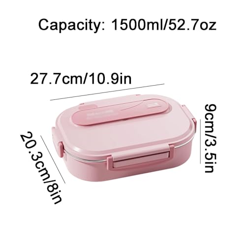 BLMAGS Tragbare Lunchbox mit Fächern Edelstahl Heizbar Geteilte tragbare Lunchbox mit Besteck von 1500 ml/52,7oz von BLMAGS