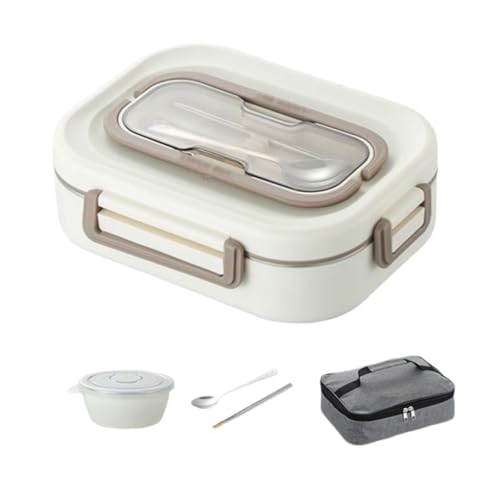 BLMAGS Tragbare Lunchbox mit Fächern Edelstahl Heizbares Trennzeichen tragbare Lunchbox Set mit sauberem Griff von BLMAGS