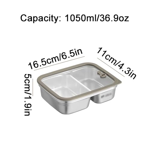 BLMAGS Tragbare Lunchbox mit Fächern Edelstahl große Kapazität Partition Tragbare Lunchbox Einfach zu reinigen von BLMAGS