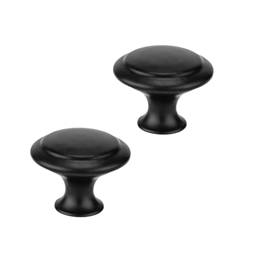 BLMAGS Türgriff aus Edelstahl, modern, for Schubladen, Schränke, Kleiderschränke, rund, Einloch-Türknauf, 2er-Pack, Mehrzweck(Svart,L) von BLMAGS