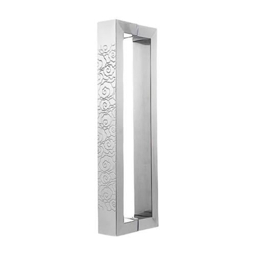 BLMAGS Türgriff aus Edelstahl, verdickt, for den Innen- und Außenbereich, Glas, moderner Türknauf aus Holz, Lochabstand 40 cm(Silver) von BLMAGS
