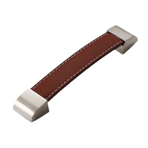 BLMAGS Türgriff aus Kunstleder, Schiebetürgriff for Kleiderschrankschubladen, Einzelloch, Zinklegierung, Innen- und Außentürknauf(Bruin,L) von BLMAGS