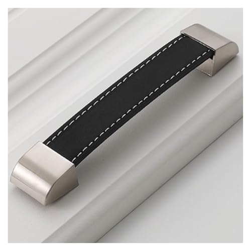 BLMAGS Türgriff aus Kunstleder, Schiebetürgriff for Kleiderschrankschubladen, Einzelloch, Zinklegierung, Innen- und Außentürknauf(Svart,L) von BLMAGS