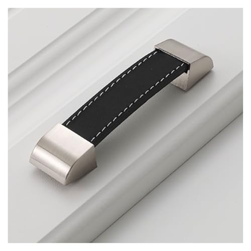 BLMAGS Türgriff aus Kunstleder, Schiebetürgriff for Kleiderschrankschubladen, Einzelloch, Zinklegierung, Innen- und Außentürknauf(Svart,M) von BLMAGS