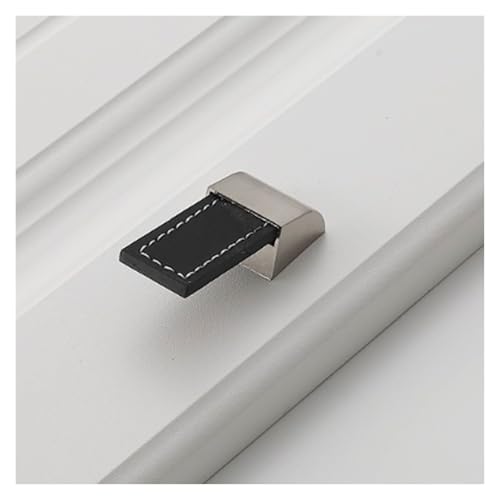 BLMAGS Türgriff aus Kunstleder, Schiebetürgriff for Kleiderschrankschubladen, Einzelloch, Zinklegierung, Innen- und Außentürknauf(Svart,S) von BLMAGS