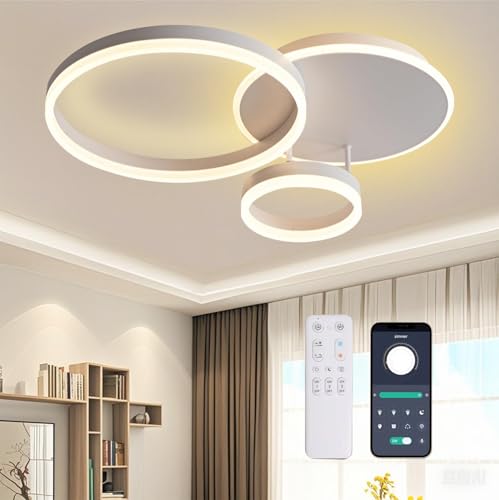 BLMYL LED Deckenleuchte Dimmbar 3000K - 6000K, 54W 5400lm Lampe Wohnzimmerlampe, 65CM Deckenlampe Ringe LED,Deckenleuchte Wohnzimmer für Schlafzimmer, Kinderzimmer, Küche, Flur von BLMYL
